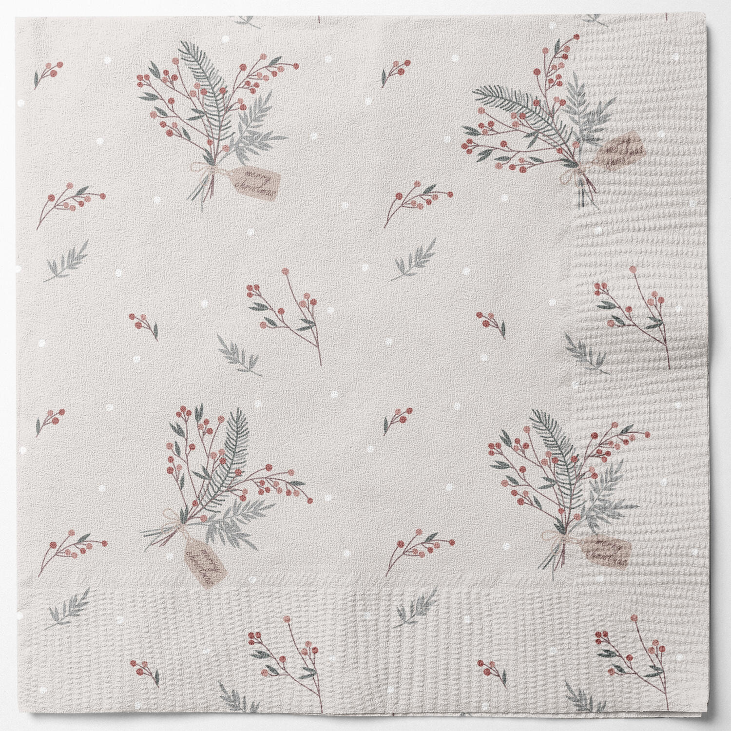 Holly juleservietter - Creme